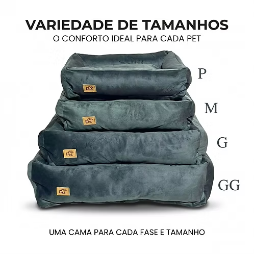 Cama Pet Luxo Suede ou Linho Lavável com Zíper Confortável