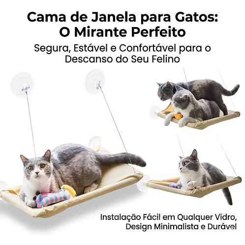 Cama Suspensa de Janela para Gato com Ventosas