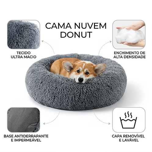 Cama Nuvem Donut Pelúcia Ultra Macia Antiderrapante