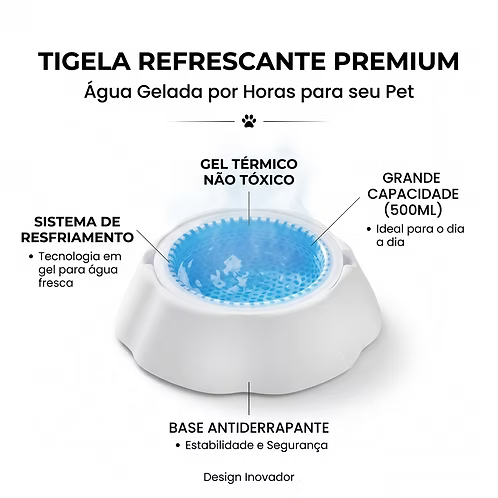 Tigela Gelada para Pet Mantém Água Fresca por Horas