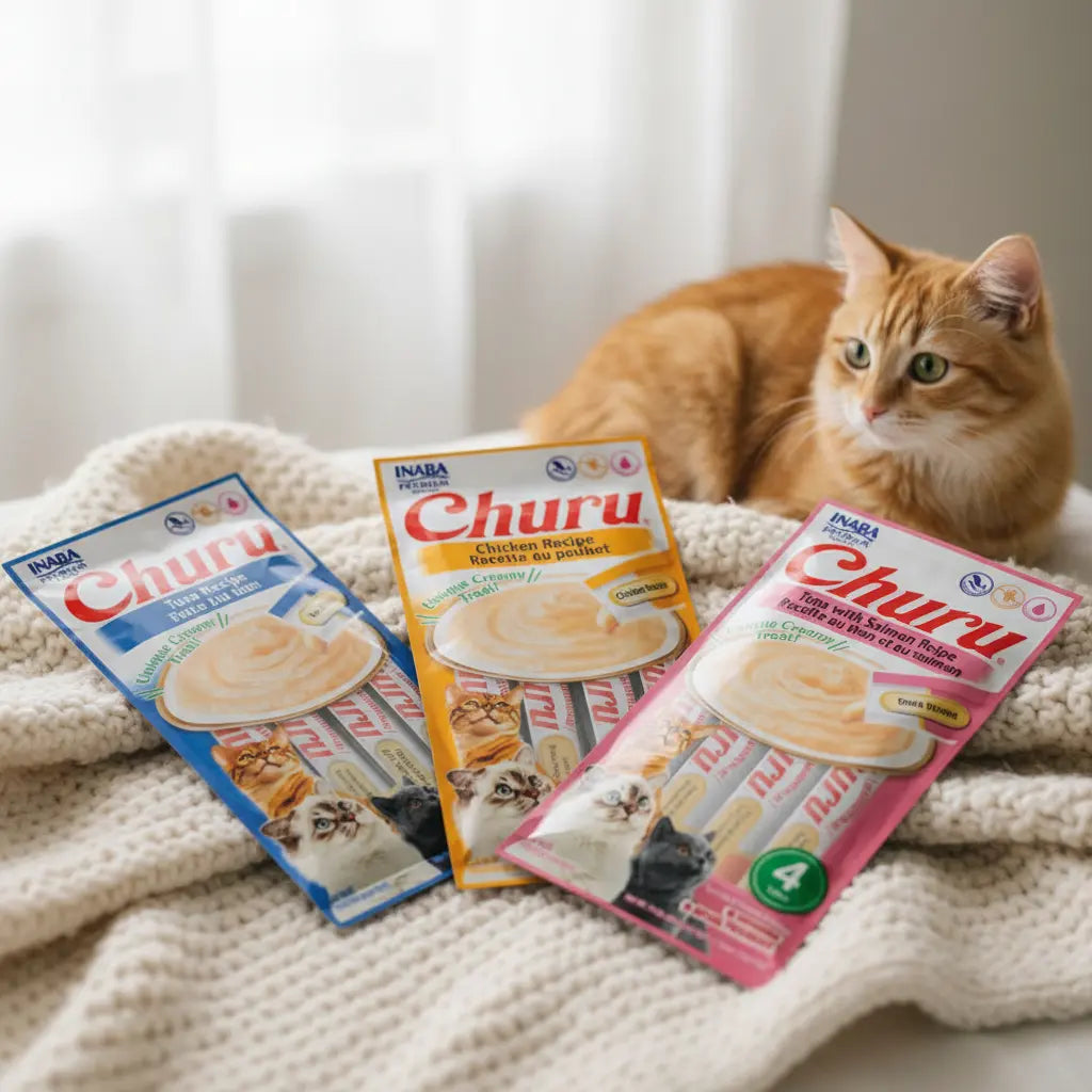 Petisco Cremoso Churu para Gatos - 4 Tubos Vários Sabores Original