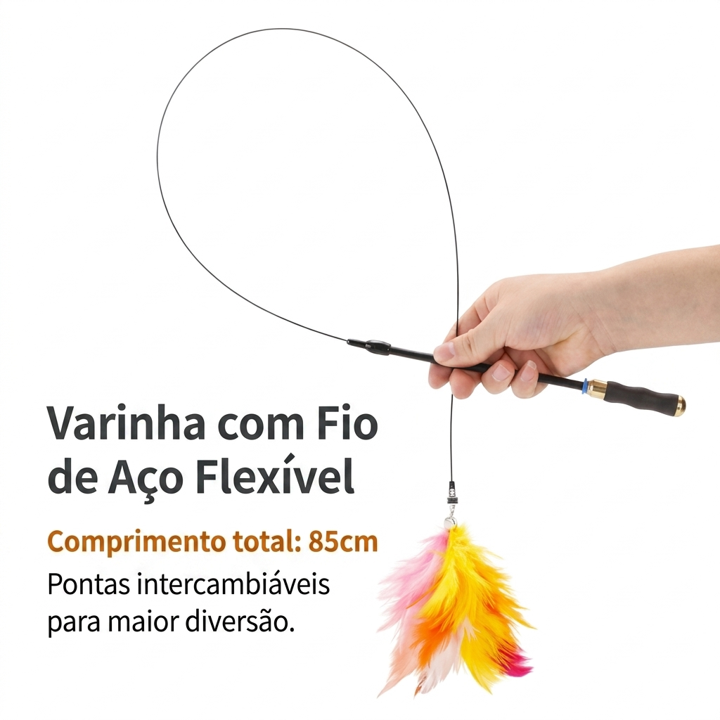 Brinquedo Interativo para Gatos com Ventosa e Vara Flexível