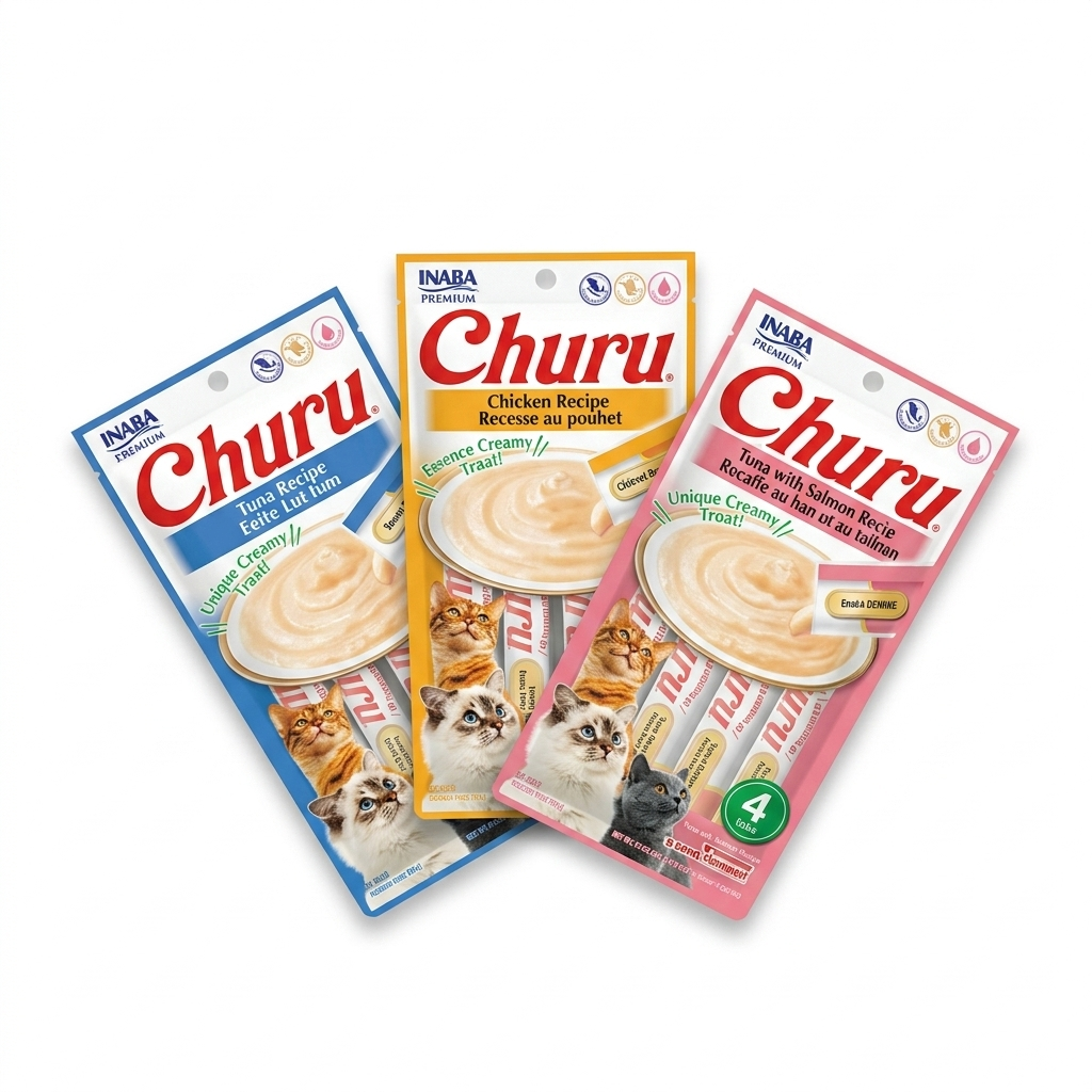 Petisco Cremoso Churu para Gatos - 4 Tubos Vários Sabores Original