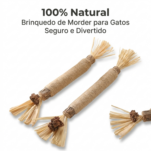 Bastão Mordedor Natural para Gatos Anti Estresse e Limpeza Dental