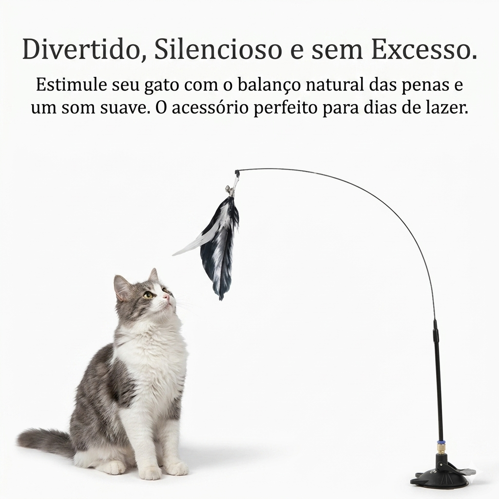 Brinquedo Interativo para Gatos com Ventosa e Vara Flexível