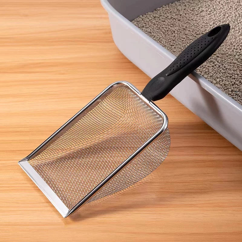 Pá para Areia de Gato em Aço Inox com Peneiração Rápida