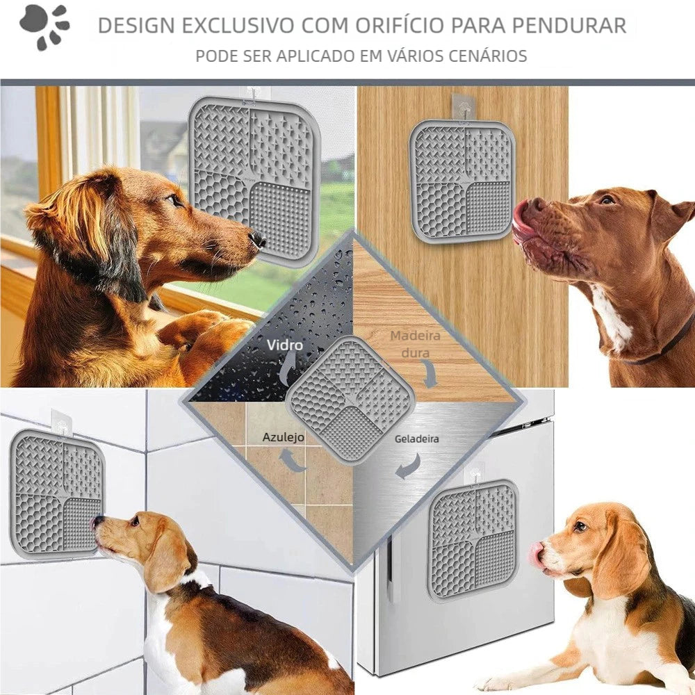Tapete de Lamber para Pets com Ventosa Anti Estresse Alimentação Lenta