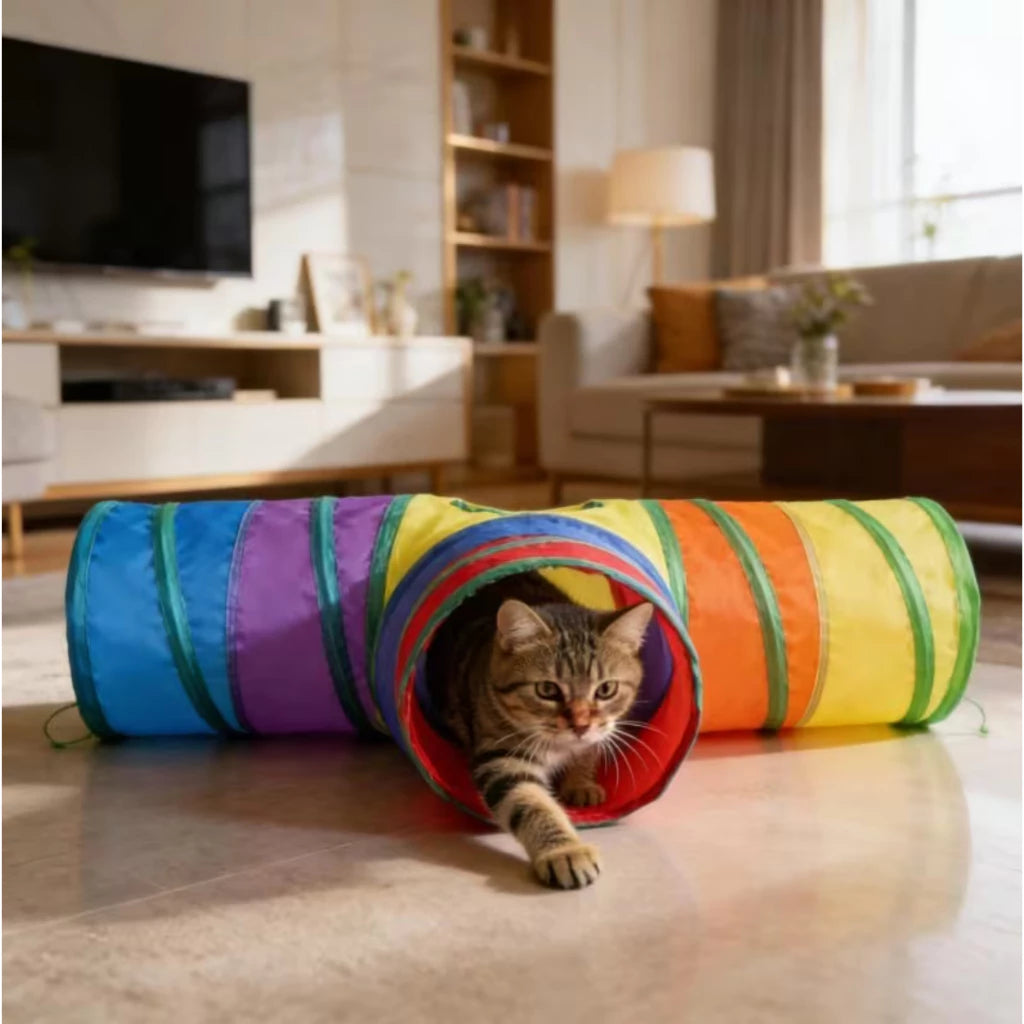 Túnel Interativo para Gatos | Dobrável, Resistente e Antiestresse