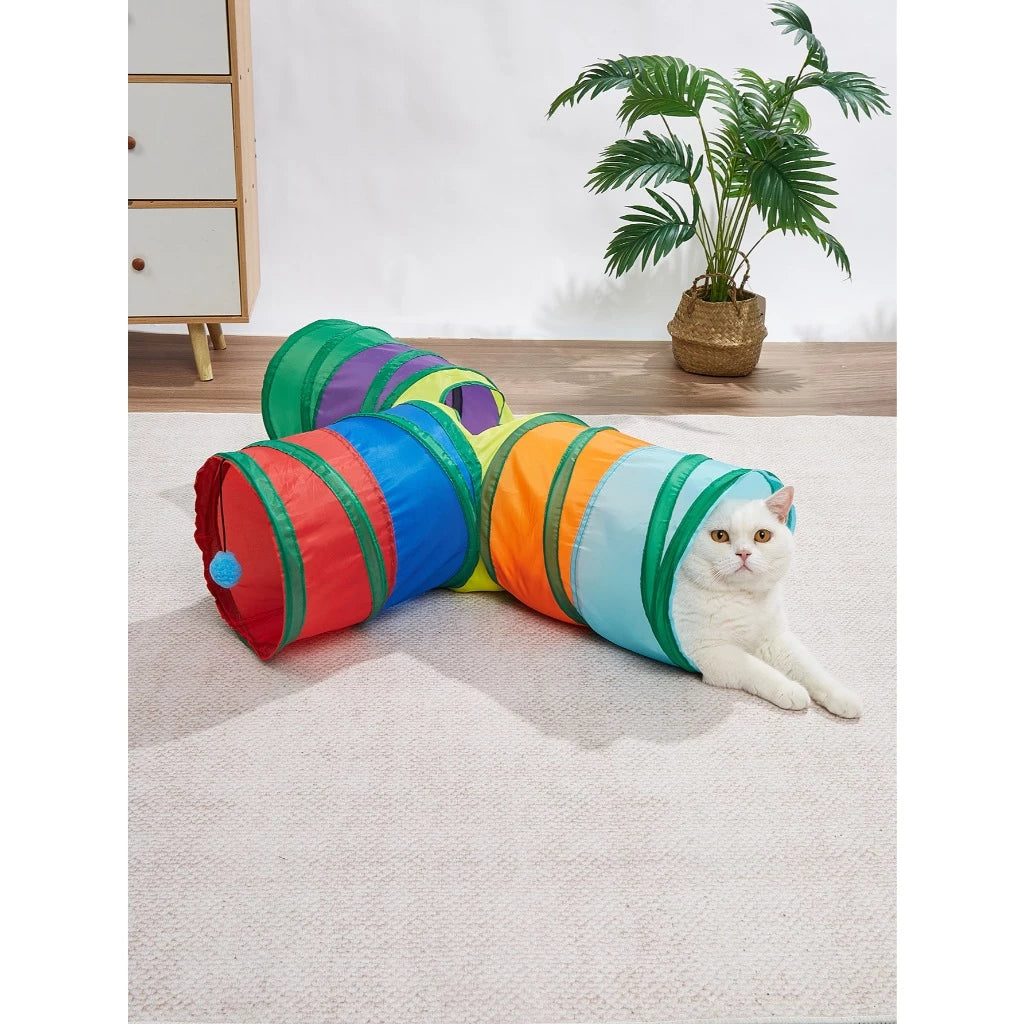 Túnel Interativo para Gatos | Dobrável, Resistente e Antiestresse