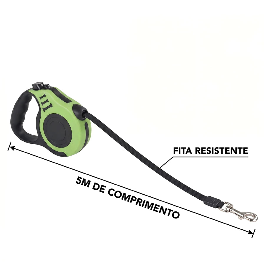 Guia Retrátil para Cachorro e Gato 5 metros Automática em Nylon
