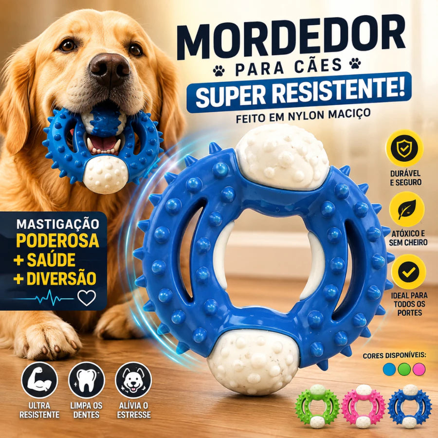 Mordedor Super Resistente para Cães em Nylon Maciço | Limpeza dos Dentes e Antiestresse