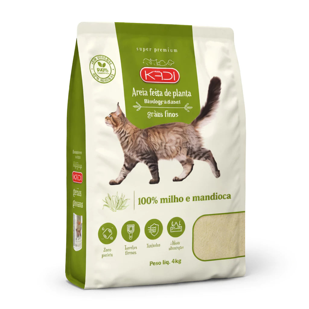 Areia Higiênica Vegetal para Gatos Kadi Super Premium 4kg