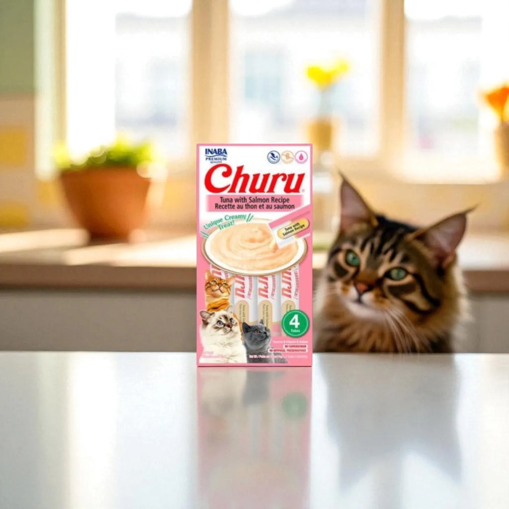 Petisco Cremoso Churu para Gatos - 4 Tubos Vários Sabores Original