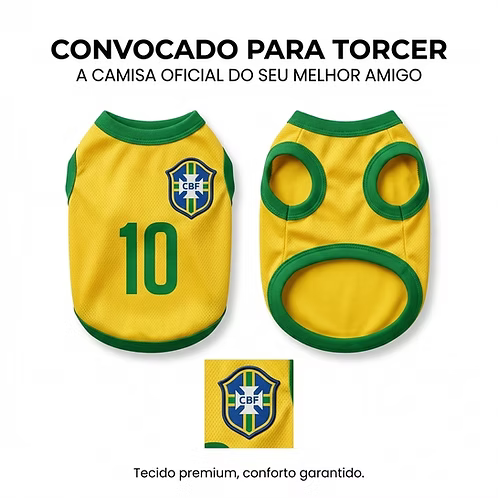 Camiseta Regata para Pet Brasil Time de Futebol Confortável