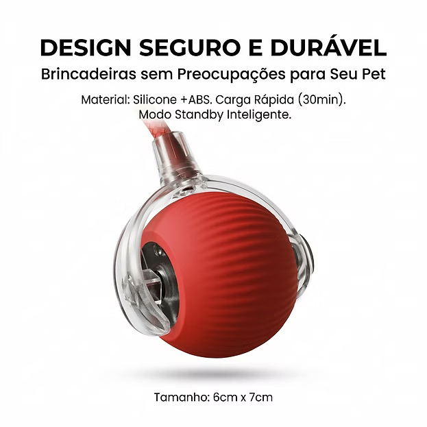 Bola Inteligente Interativa para Pets Recarregável USB