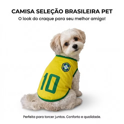 Camiseta Regata para Pet Brasil Time de Futebol Confortável