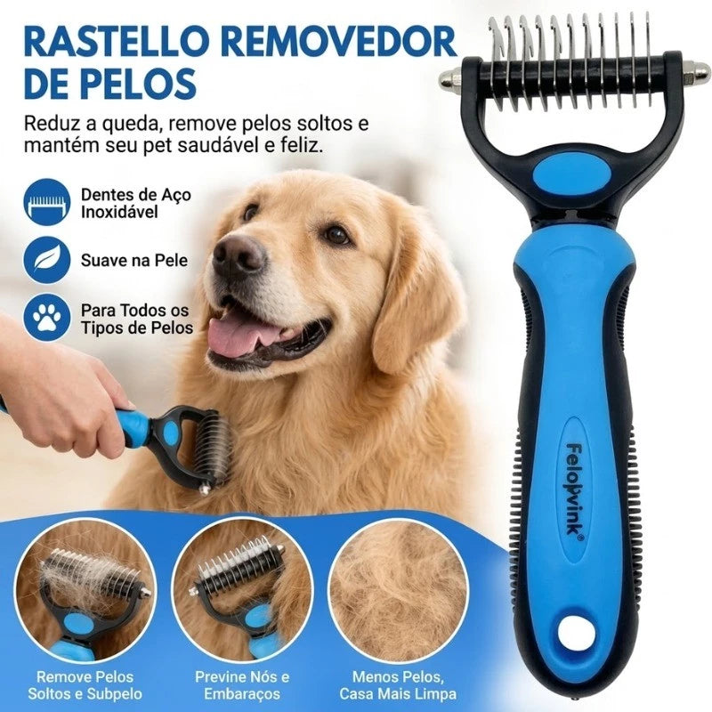 Escova Rasqueadeira Removedora de Pelos para Cães e Gatos